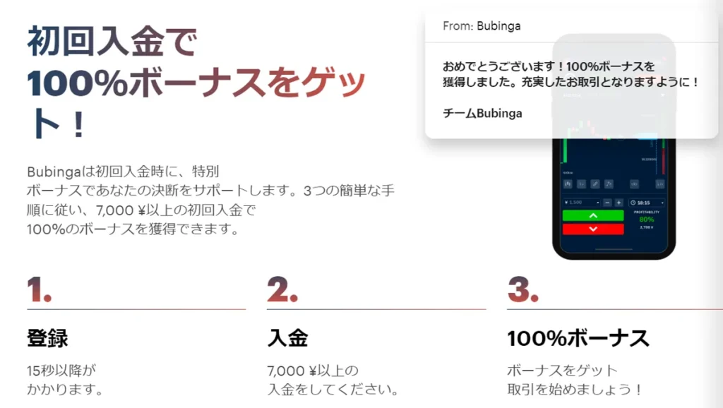 Bubingaの公式サイトボーナス画像