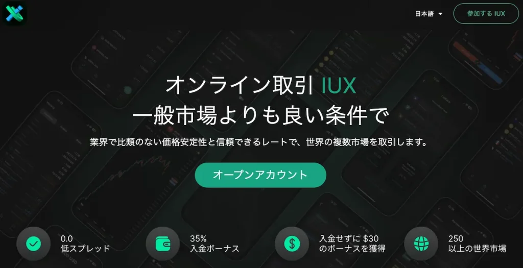 IUX Marketsの公式サイトボーナス画像