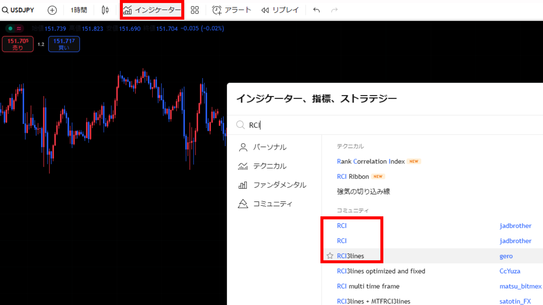 RCIを表示させる手順9