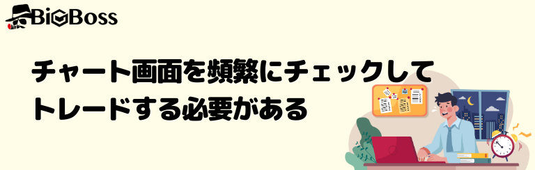 チャート画面を頻繁にチェックしてトレードする必要がある