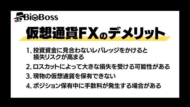 仮想通貨FXのデメリット