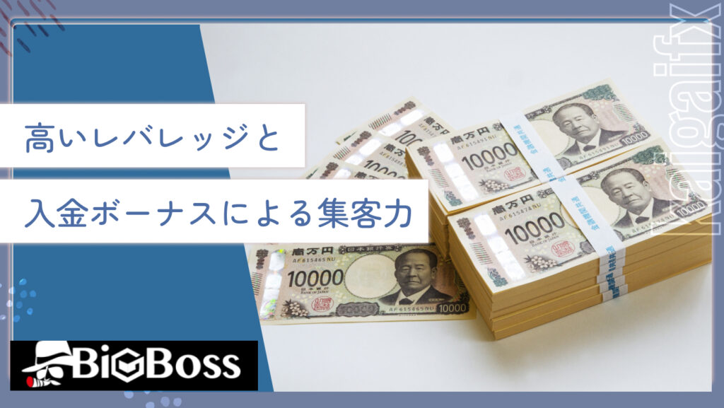 高いレバレッジと入金ボーナスによる集客力