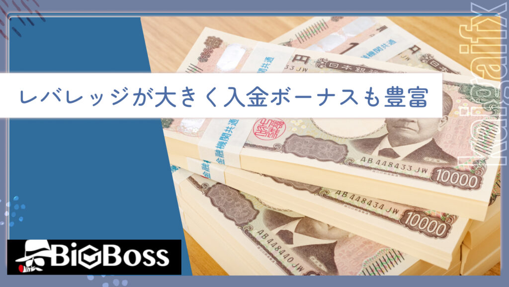 レバレッジが大きく入金ボーナスも豊富