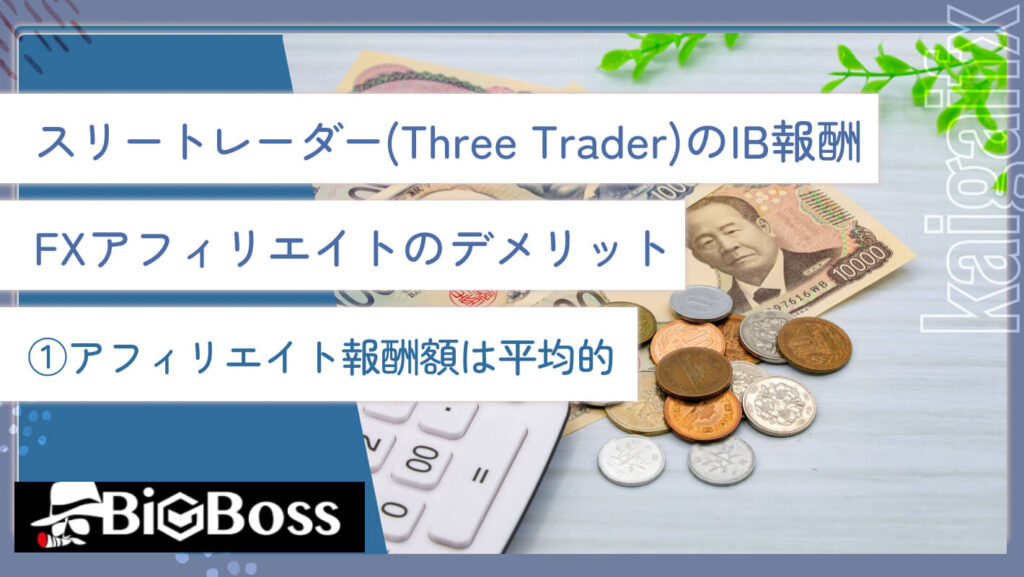 スリートレーダー(Three Trader)のIB報酬・FXアフィリエイトのデメリット①アフィリエイト報酬額は平均的