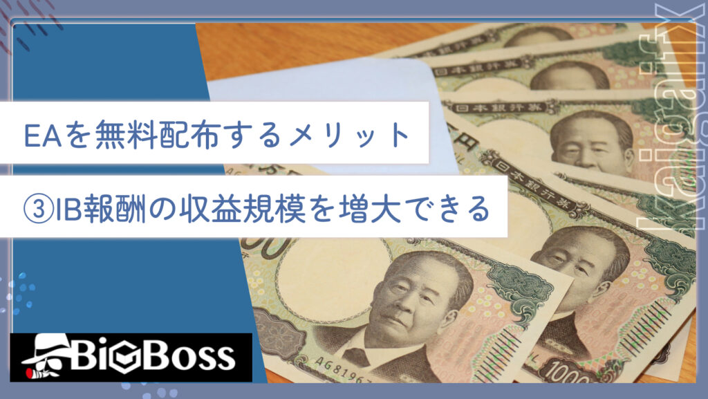 EAを無料配布するメリット③IB報酬の収益規模を増大できる