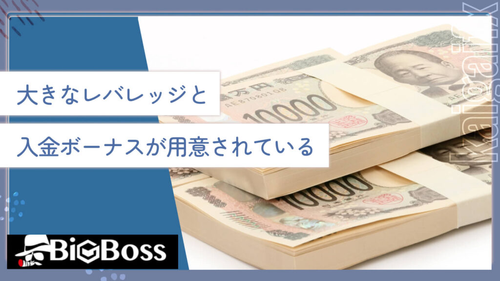 大きなレバレッジと入金ボーナスが用意されている